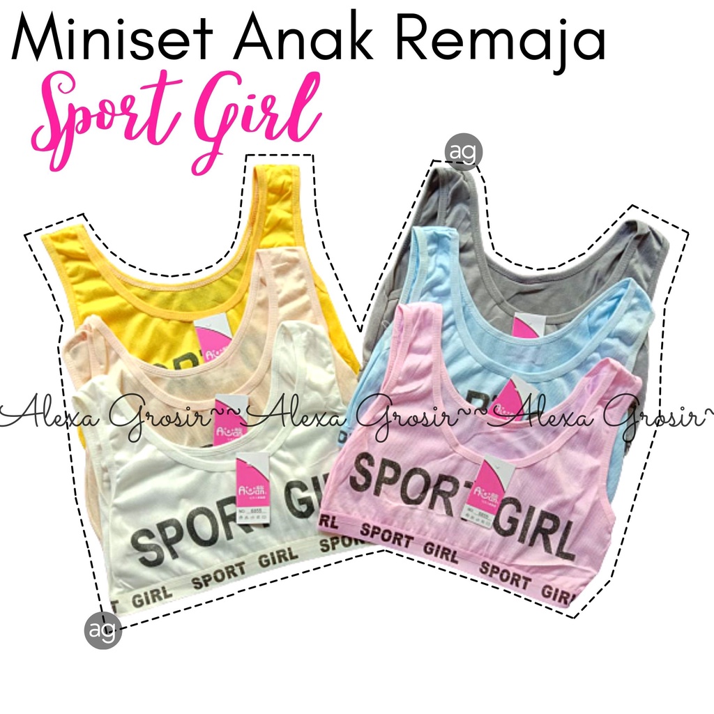 GROSIR 12 PCS Miniset SPORT GIRL Polos Tanpa Busa - ALEXA GROSIR