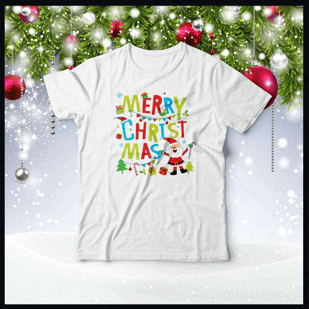 KAOS NATAL CHRISTMAS SANTA WARNA WARNI katun COMBED 30S