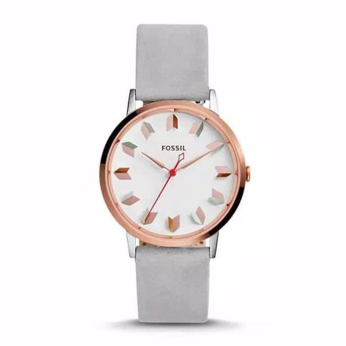 KUALITAS TERBAIK JAM TANGAN WANITA FOSSIL ES4057 ROSEGOLD WHITE LEATHER GREY TERLARIS