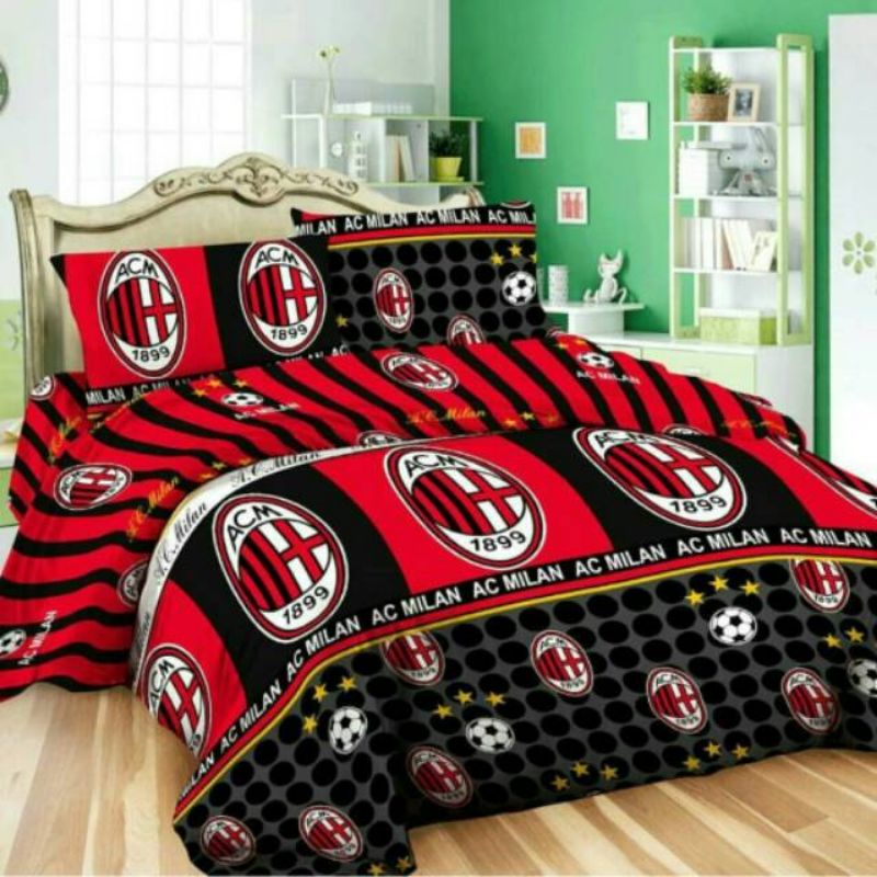 Sprei Homemade Motif Club Bola Ac Milan 160x200 180x200