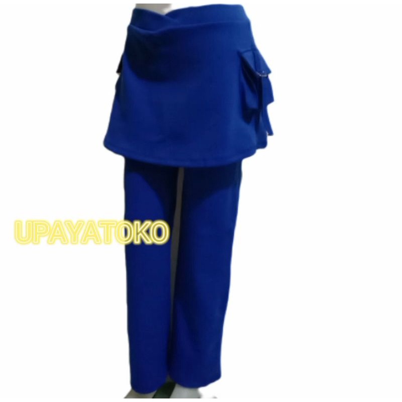 upayatoko/celana senam rok kantong wanita/ cbr rok kantong kargo item navy/clana olahraga-Biru benhur