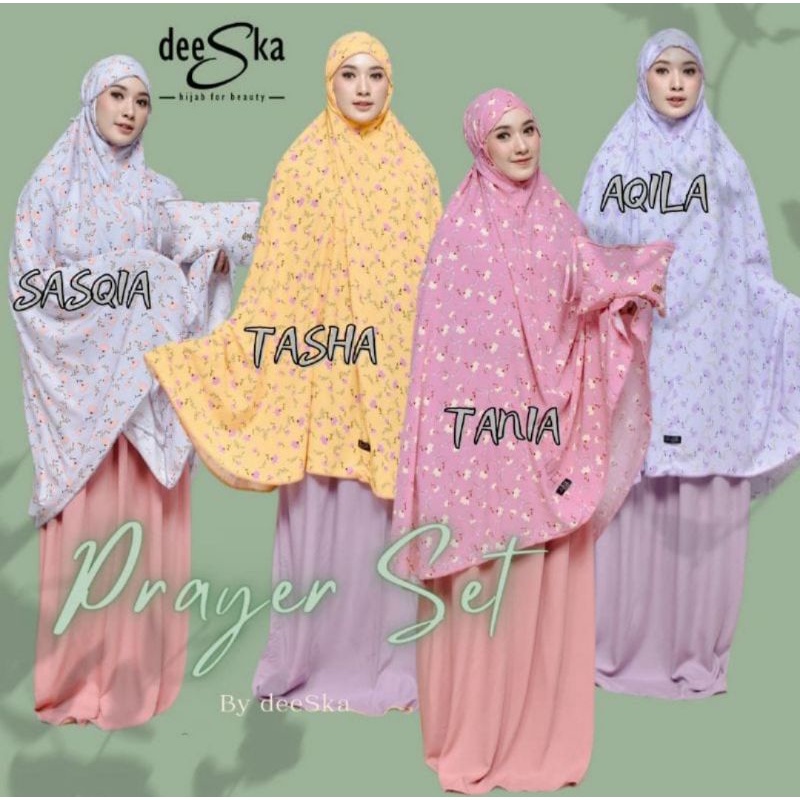 Mukena Rayon By Deeska/perlengkapan sholat wanita/mukena dewasa/mukena motif/alat sholat/kuning/puti