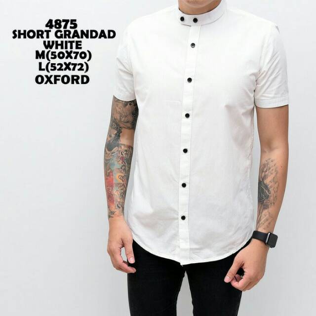 Kemeja Putih Polos Lengan Pendek Gaya Lelaki Manly