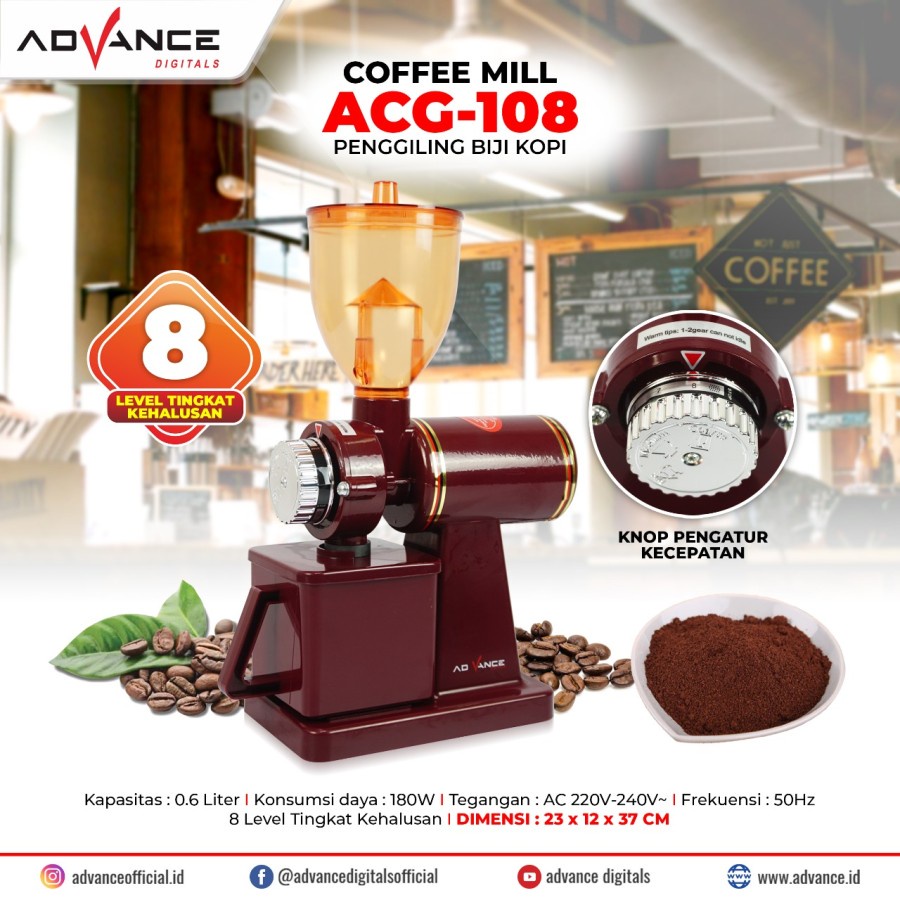 Advance Coffee Mill Grinder ACG-108 Mesin Giling Kopi Elektrik ACG108