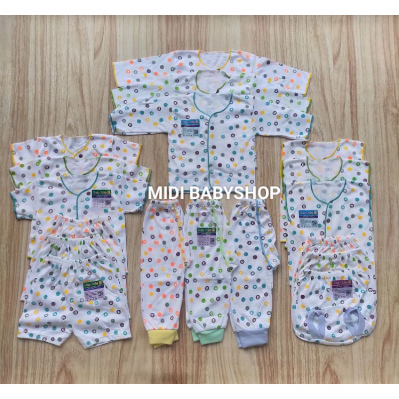 18 Pcs / 9 Stel Paket Hemat Baju Bayi Celana Bayi Baru Lahir Newborn Polkadot Hany Baby SNI