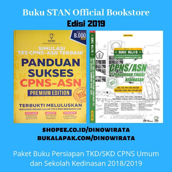 Buku Persiapan Tes CAT TKD CPNS ASN Kedinasan - Paket Bundling isi 2 Buku Bonus ebook BDNW