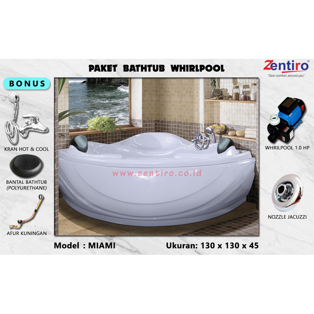 JACUZZI BATHTUB || BATHTUB WHIRLPOOL MARBLE ZENTIRO MIAMI