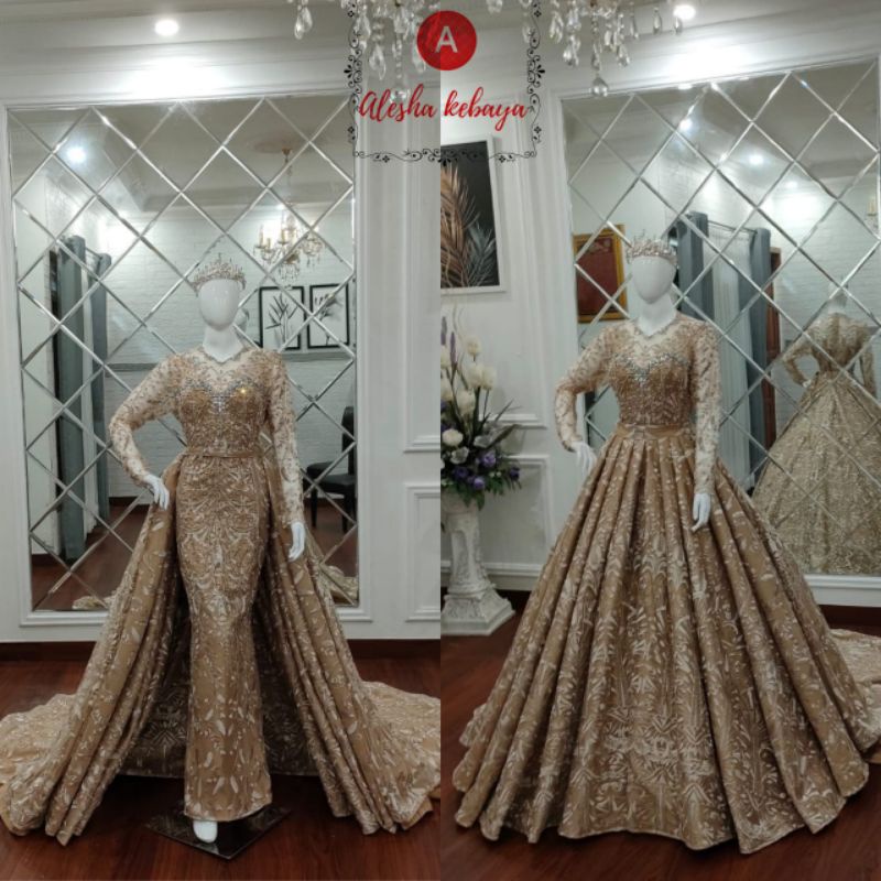 Gaun pengantin crinoline 2 in 1/Gaun pengantin mewah