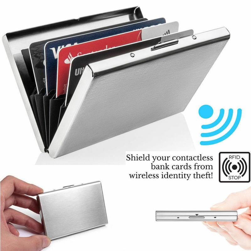 Dompet Kartu Aluminium 6 Slot Anti maling RFID tahan tekanan Proteksi kartu maximum pria wanita