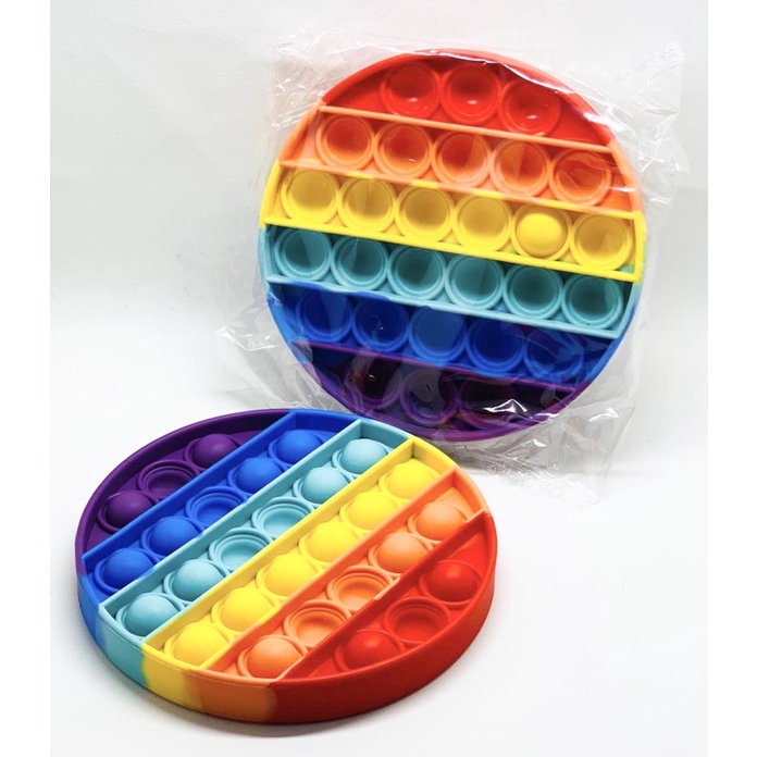 POP IT Fidget Toy mainan untuk penghilang stres pada anak Push bubble toy READY-Rainbow circle