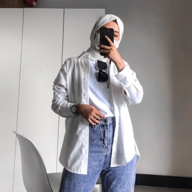 Khusus kemeja putih inner kemeja kerja training jumbo wanita