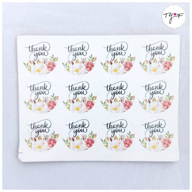 

Stiker Kertas Motif Terima Kasih Paper Tag Sticker " THANK YOU " - Flower Pattern (1 Sheet / 12 pcs)