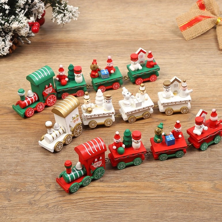 Kereta Kayu Train Miniatur Murah Kereta Santa Hiasan Kado Natal Murah