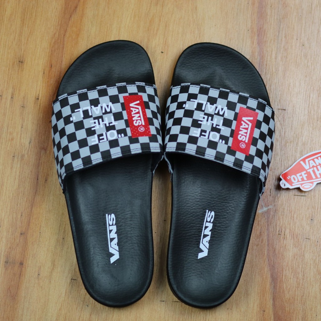 Sendal Pria Slide Vans Urban Bahan Kulit Santai Nyaman Jalan NgemalL HangOut Kekinian Semi Formal