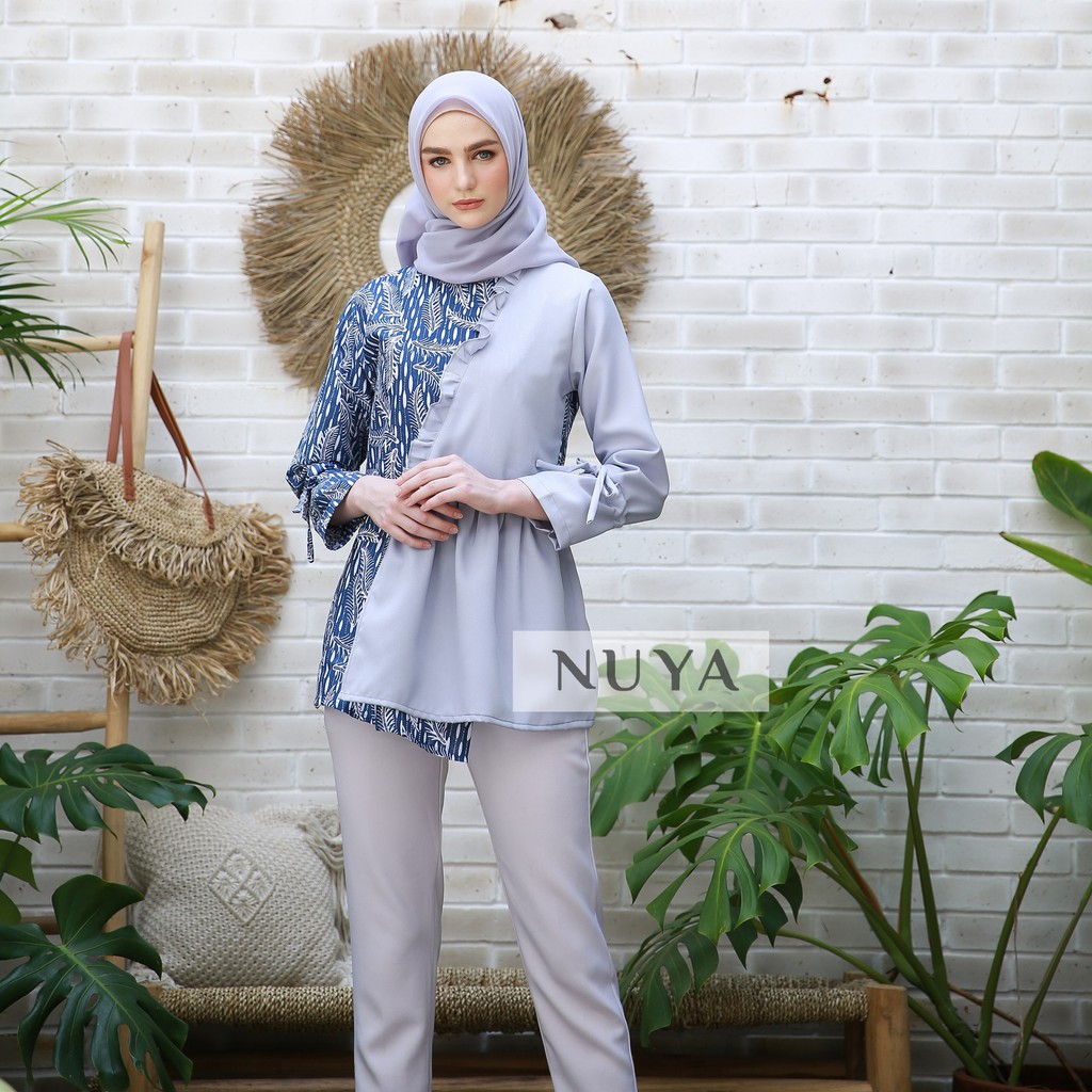 Atasan Batik Wanita Modern Blouse  MONA BLUE NUYA