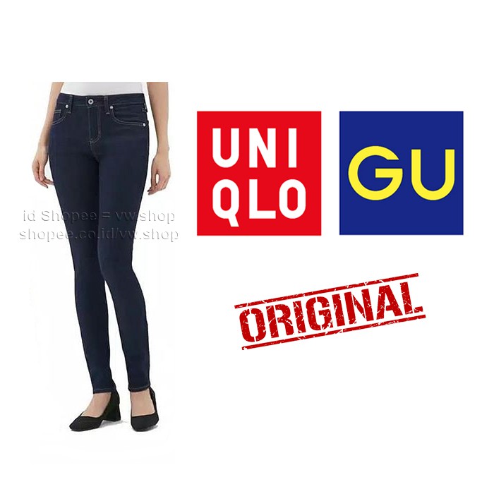 ORI - Uniqlo GU Straight Slim Skinny Jeans Pants - Celana Panjang High Waist