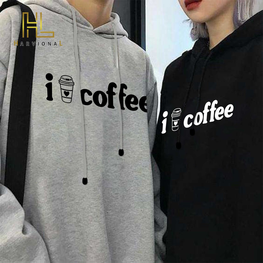 SWEATER HOODIE JEMPER LOVE COFFEE UNISEX matt COTTON fleece Premium