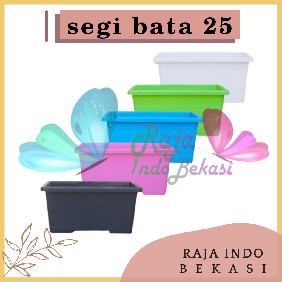 Pot Segi Panjang Bata 25 Cm Pastel Pink Hijau Biru Pot Bunga Panjang Roemah Pot Murah Kotak Bagus