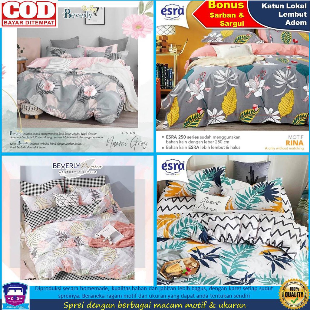 SET SPREI Katun Lokal STAR Home Industri ANTI GESER Flower Leaf DAUN