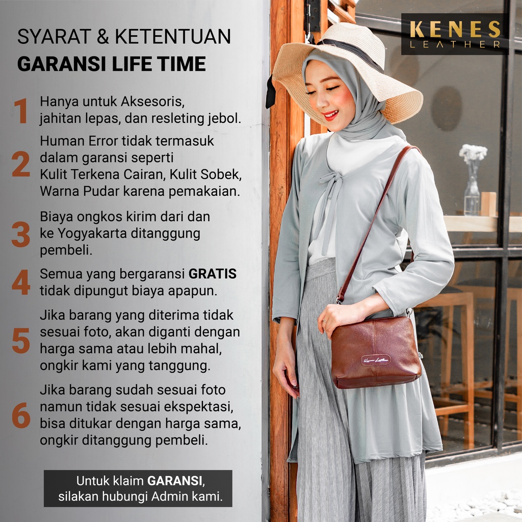 Kenes Leather Dompet Panjang Wanita Kulit Asli Premium Rits Nabati - Free Gravir Nama