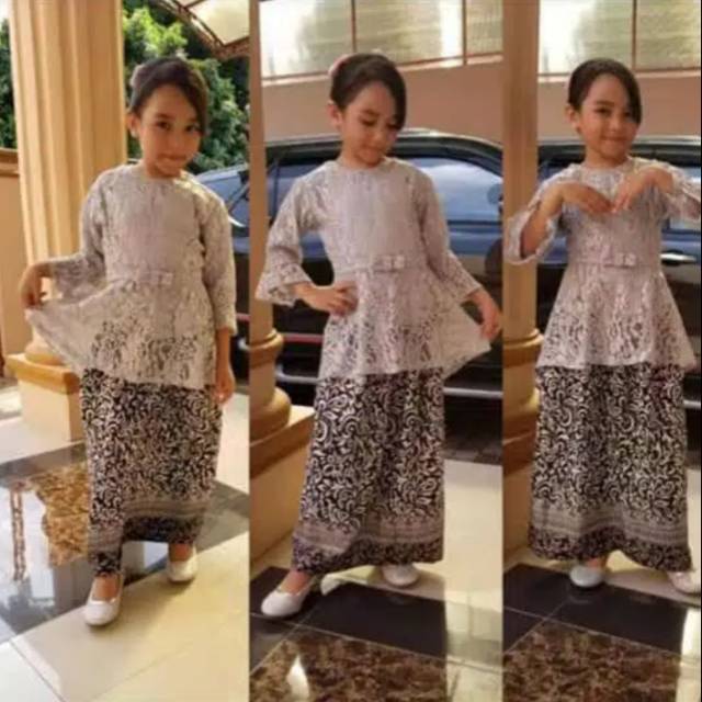 SETELAN KEBAYA BROKAT ANAK TERLARIS / KEBAYA WISUDA / KEBAYA KARTINI / KEBAYA KIDS / NAVY / GOLD