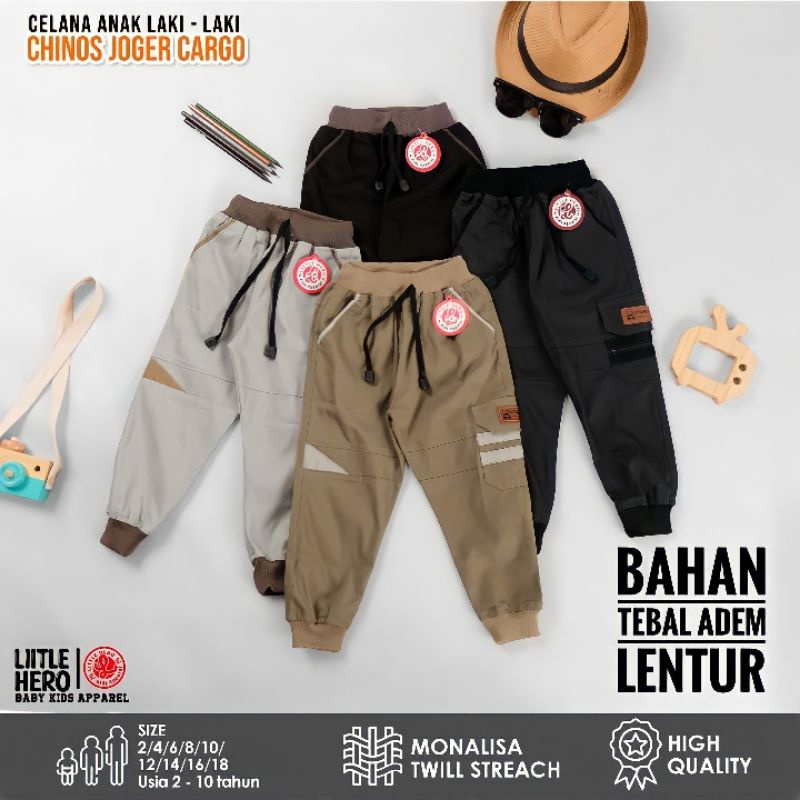 (1 - 10Tahun) Celana Chino Joger Cargo Panjang Anak Laki Laki Cowok Little Hero 1- 10 Tahun