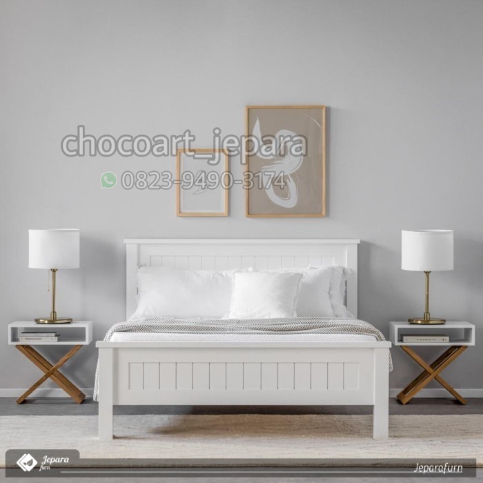 dipan jati / dipan ukir / dipan tempat tidur minimalis duco putih / dipan jepara / dipan cantik