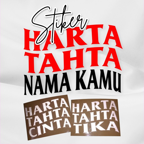 

Stiker Harta Tahta Nama Custom - Bahan Reflective Menyala Saat Terkena Cahaya