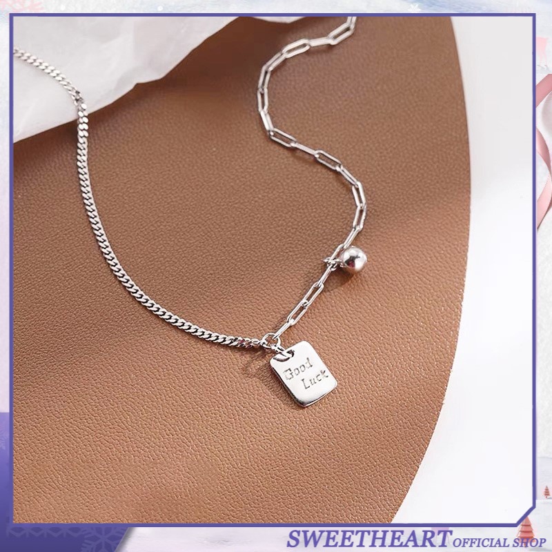 Kalung Rantai Klavikula Bentuk Persegi Gaya Punk Hip-hop Untuk Wanita