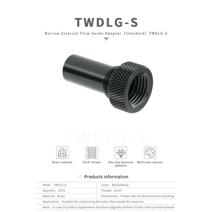 BARROW TWDLG-S External Flow Guide Adapter Standard - Black