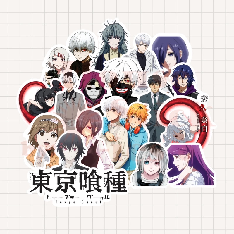 Stiker Anime Attack on Titan / Hunter x Hunter / Kaguya-sama Love is War / Tokyo Ghoul (10 pcs)