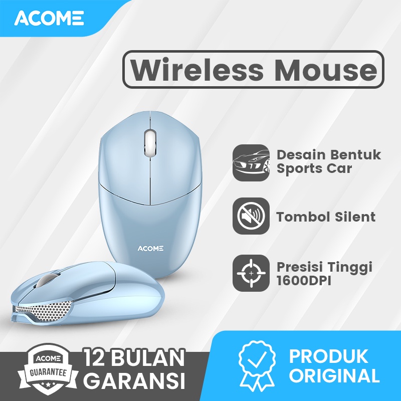 Acome Mouse Wireless Silent Click Desain Sports Car AM200 Garansi Resmi 1 Tahun