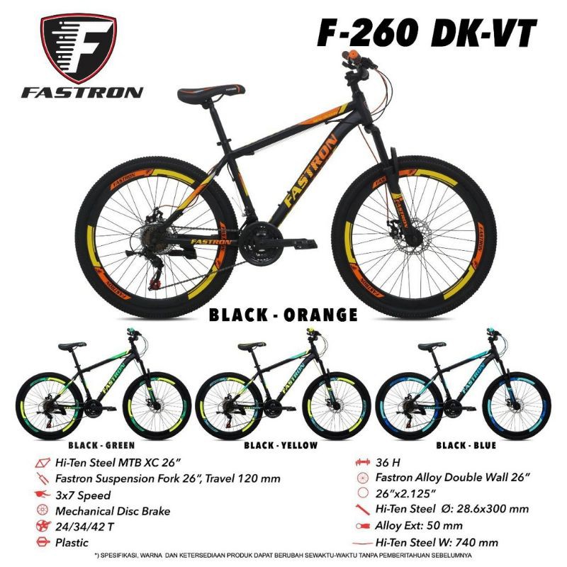 SEPEDA GUNUNG MTB 26 INCH FASTRON F 260 DK VT 3X7 SPEED TERBARU MURAH