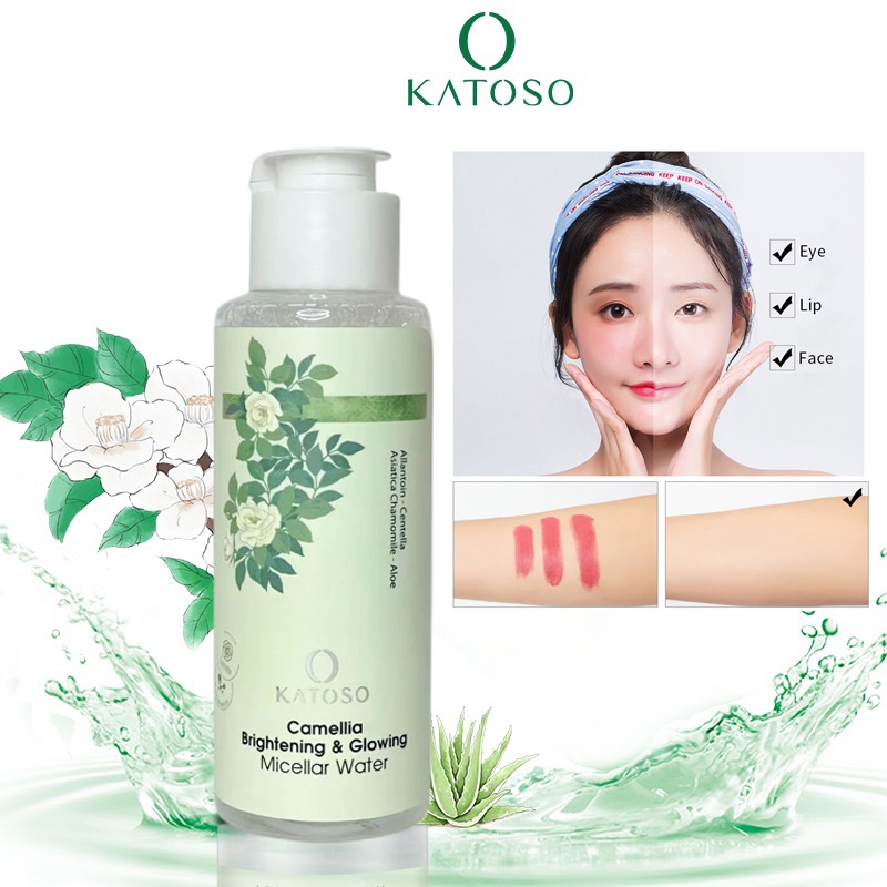 (BPOM) Katoso Camellia  + Niacinamide Brightening &amp; Glowing Whitening Deep Cleaning Pembersih Make Up Centella Aloe Facial Cleanser Micellar Water 100ML