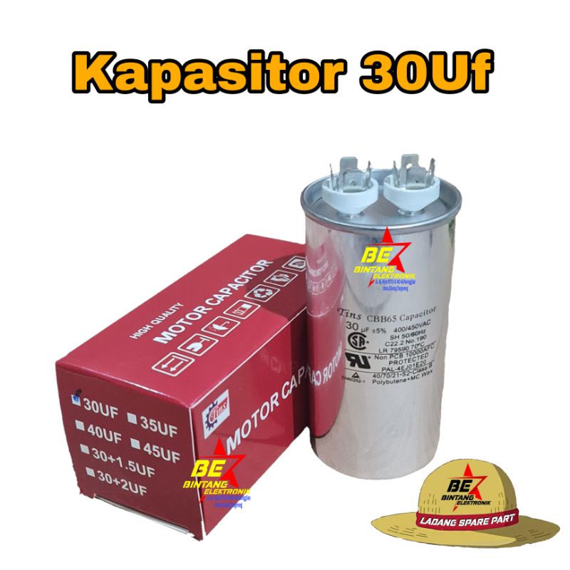 KAPASITOR AC 30 MICRO CAPASITOR AC 30UF CAPASITOR 30 UF 30 MIKRO 400/450 VAC tins