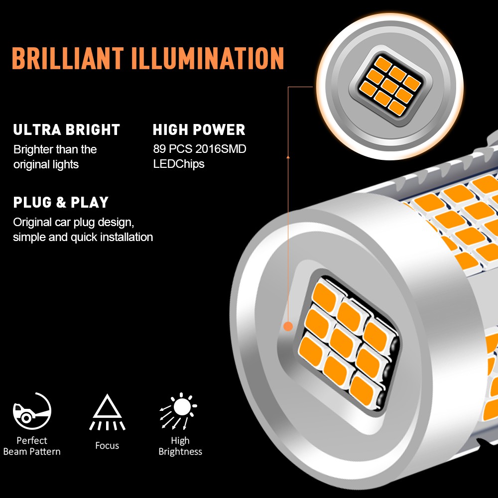 1pc Lampu Led Canbus Error-Free 89smd 12v-24v 1156 3157 7440 T20 Ba15S Bau15S Bay15D Untuk Rem Mobil