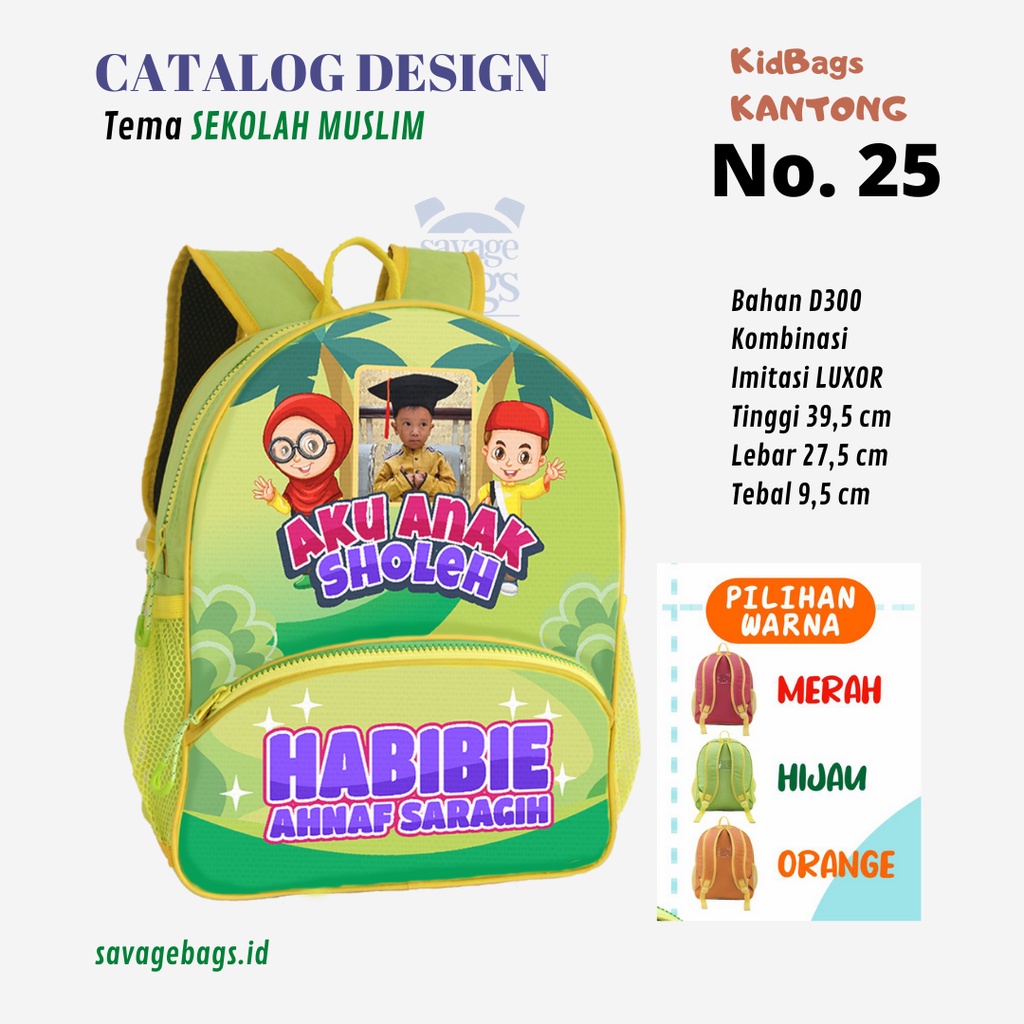 

Tas Anak Custom - Tas Anak PAUD/TK Tema Sekolah Muslim 25 [KidBags Kantong]