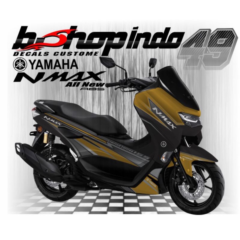 Sticker decal full body Yamaha NMAX New motif grafis hitam gold warna pilihan
