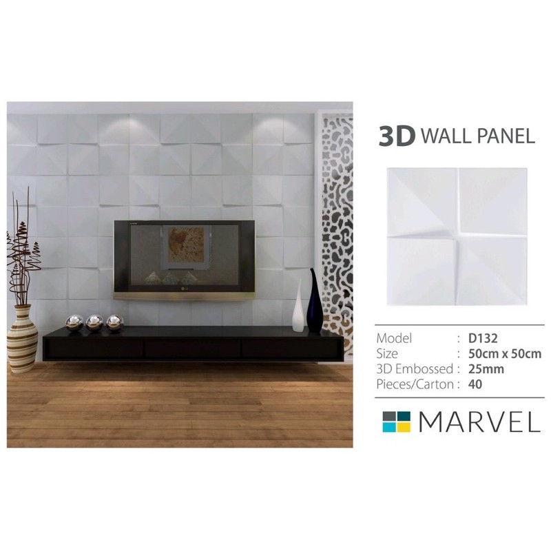 Wall panel 3D Dinding Pvc timbul wallpaper panel interior dekorasi kotak