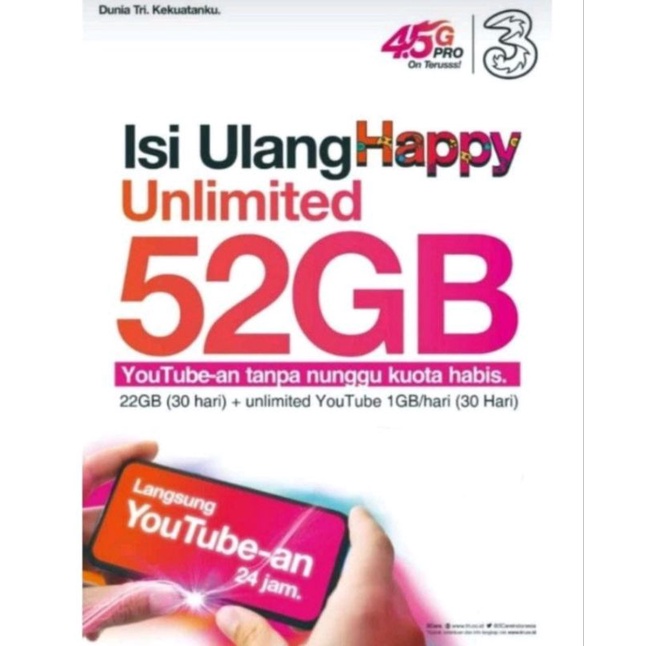 Isi Ulang Kuota tri 52gb