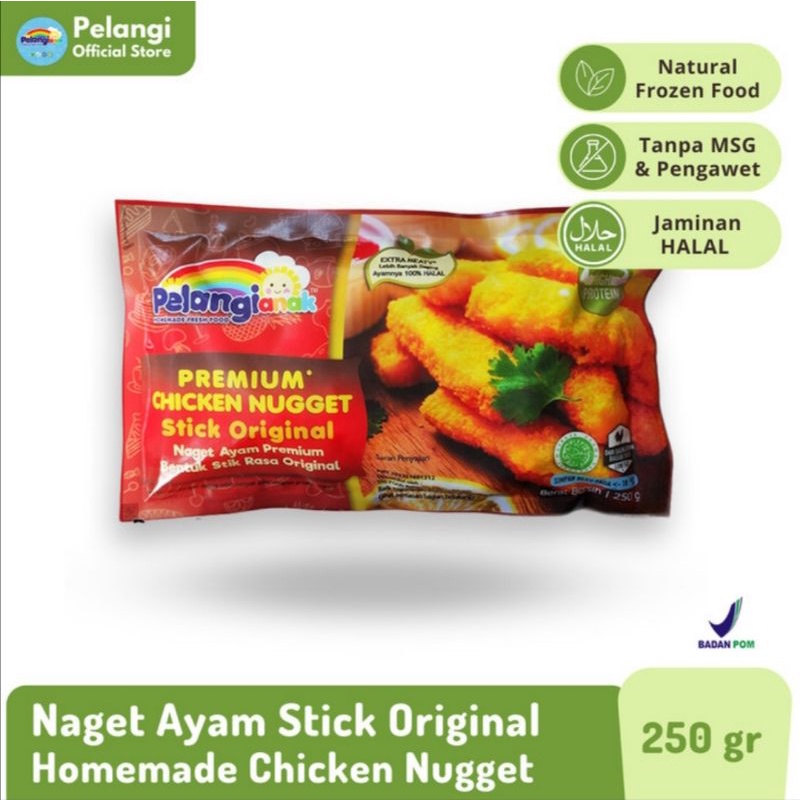 

Nugget Ayam Stick Non MSG & Pengawet/ Pelangi Anak Frozen Food bogor lauk instan beku sehat