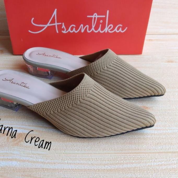 DISCOUNT  9.9 Asantika Sandal Sendal Heels Rajut Hak Kaca Pendek 3 Cm Kuat Empuk Nyaman Big Size Jum