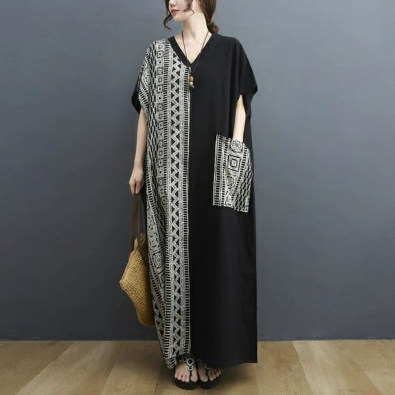 MDLV ~ 91981# Homewear Maxi Dress Maxi Dress Jumbo Import