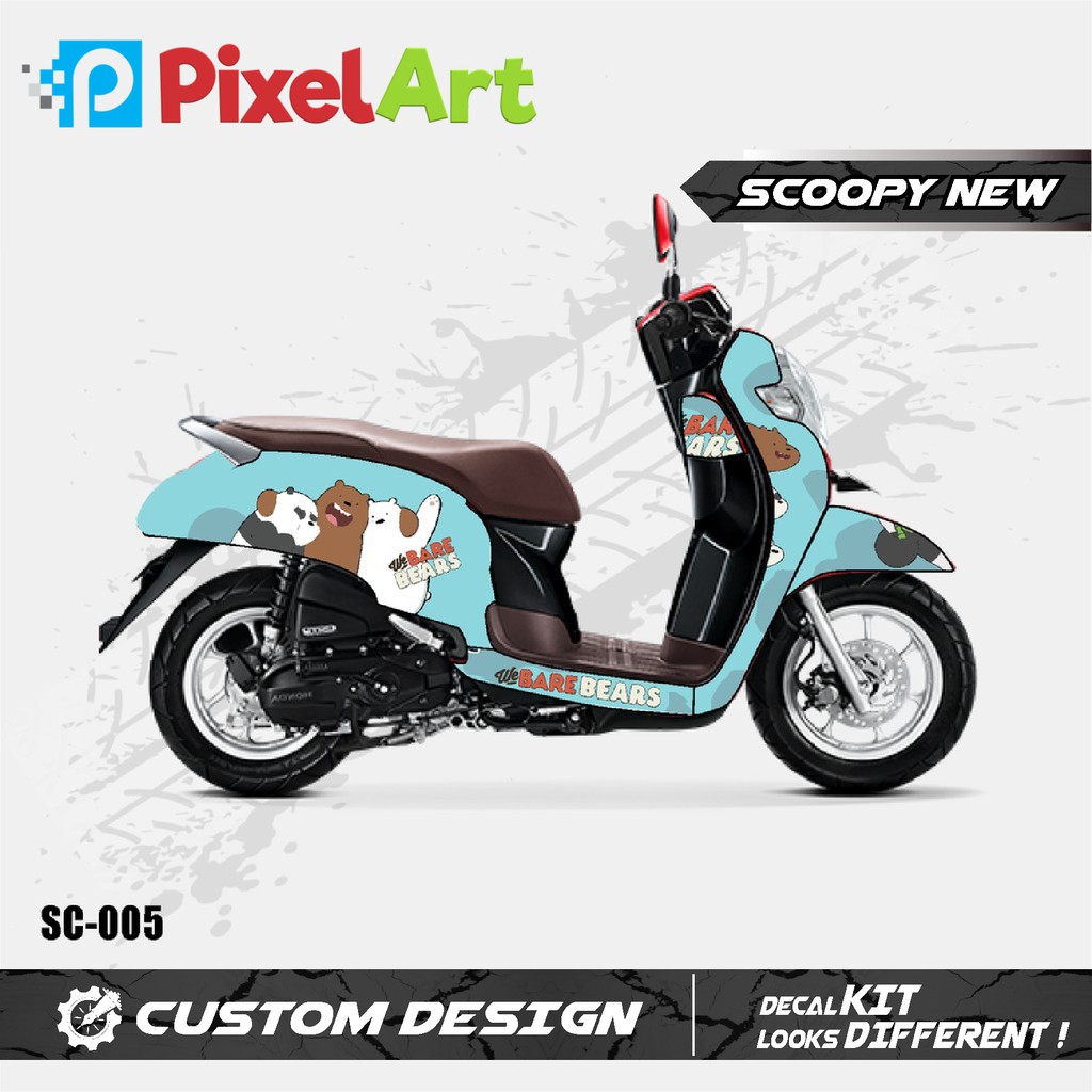 Sticker Decal Motor Scoopy Bare Bear Full Body Premium Quality
