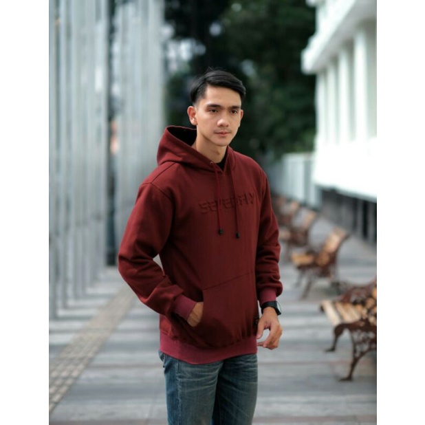 Sweater Hoodie Sevenfly Sweater Pria Sweater Embos