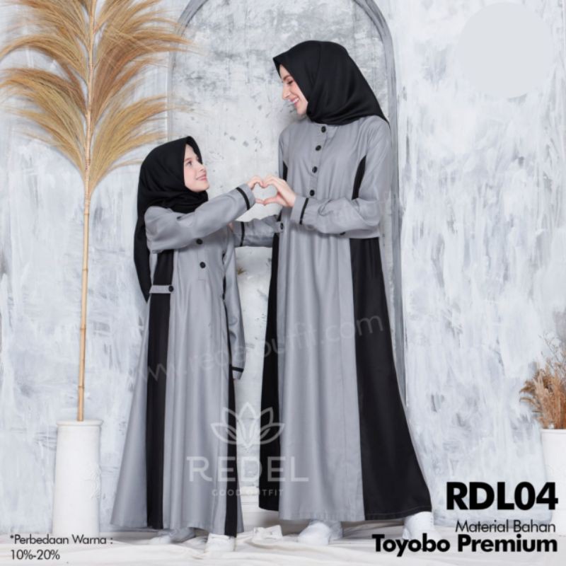 REDEL OUTFIT RDL004 / GAMIS COUPLE IBU DAN ANAK WARNA ABU ABU