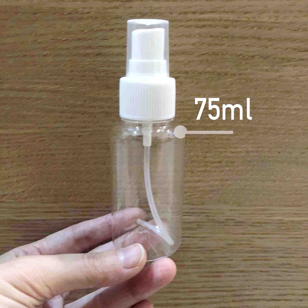 Botol SPRAY 75ML Refill plastik tutup putih Warna/Bening/ real photo-1pc