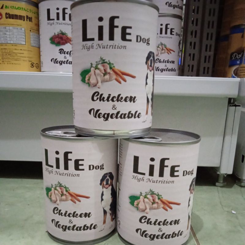 makanan kaleng Anjing Life Dog chicken and Vegetable 375g