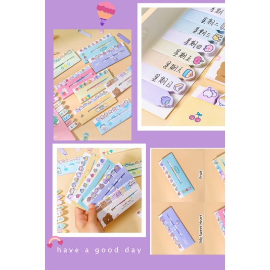 Jual STICKY NOTES EIGHT IN A ROW MINI LABEL MEMO LUCU CUTE | Shopee ...