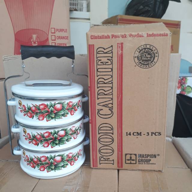 Rantang Susun Enamel Maspion 14 cm susun 3